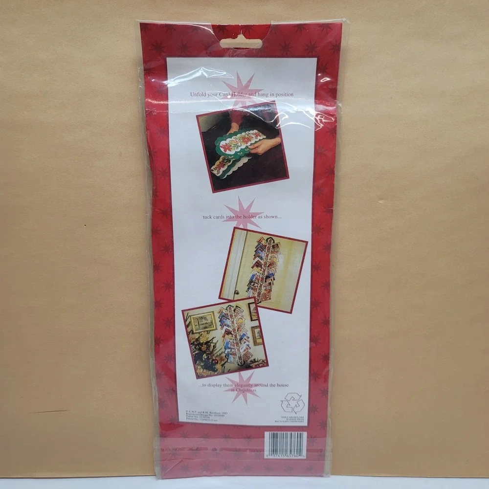 Vtg 1983 Cardboard Christmas Card Holder Poinsettia Bird 39